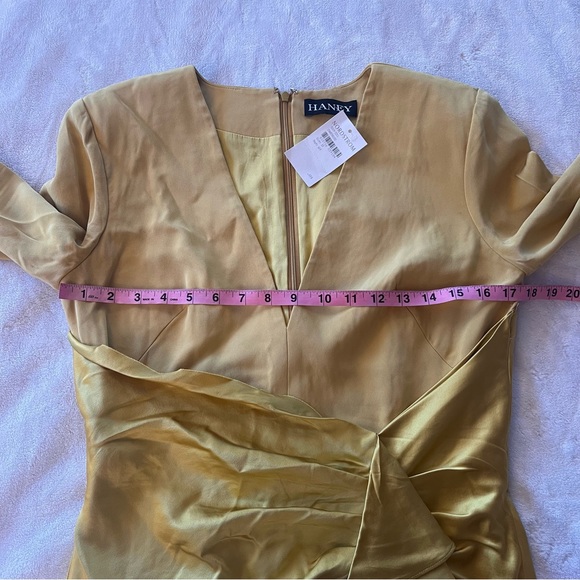 HANEY Designer 100% Silk Yellow Lilly Mini Dress - Picture 9 of 13